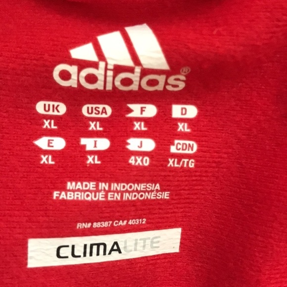 Adidas XL red unisex jacket Climate Control with burgundy stripe zip front - Picture 9 of 12